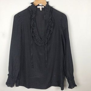 Joie Ruffled Polkadot Long Sleeve Shirt